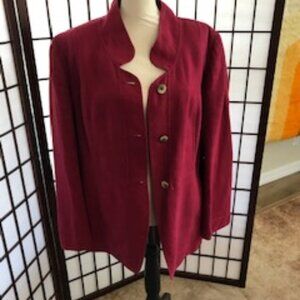 Linda Allard Ellen Tracy, Linen Jacket, Wine Colored, Size 14